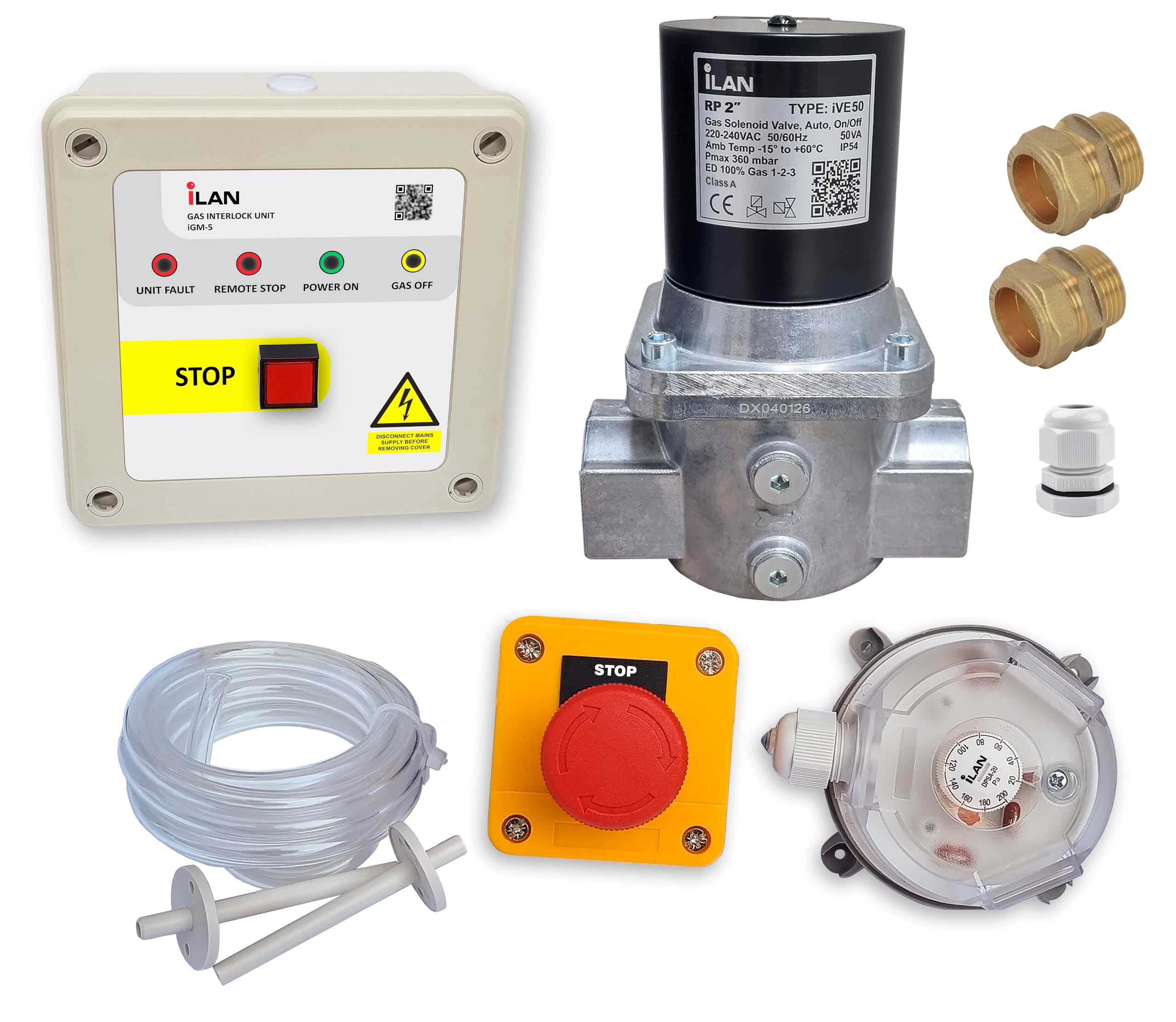 Ilan Gas Interlock System Kit, Complete Pack, Including Gas Solenoid Valve 2" (54Mm)