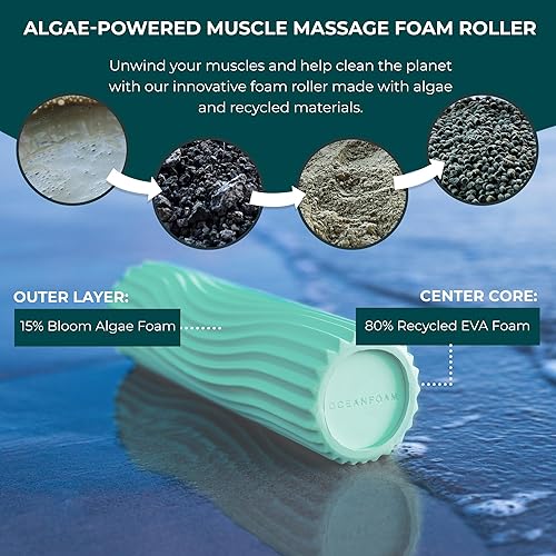 Miniatura 7 de Oceanfoam Ripple - Rodillo de espuma de viaje (11 x 3.35 pulgadas), mini rodillo de espuma firme para terapia física, masaje de tejido profundo,