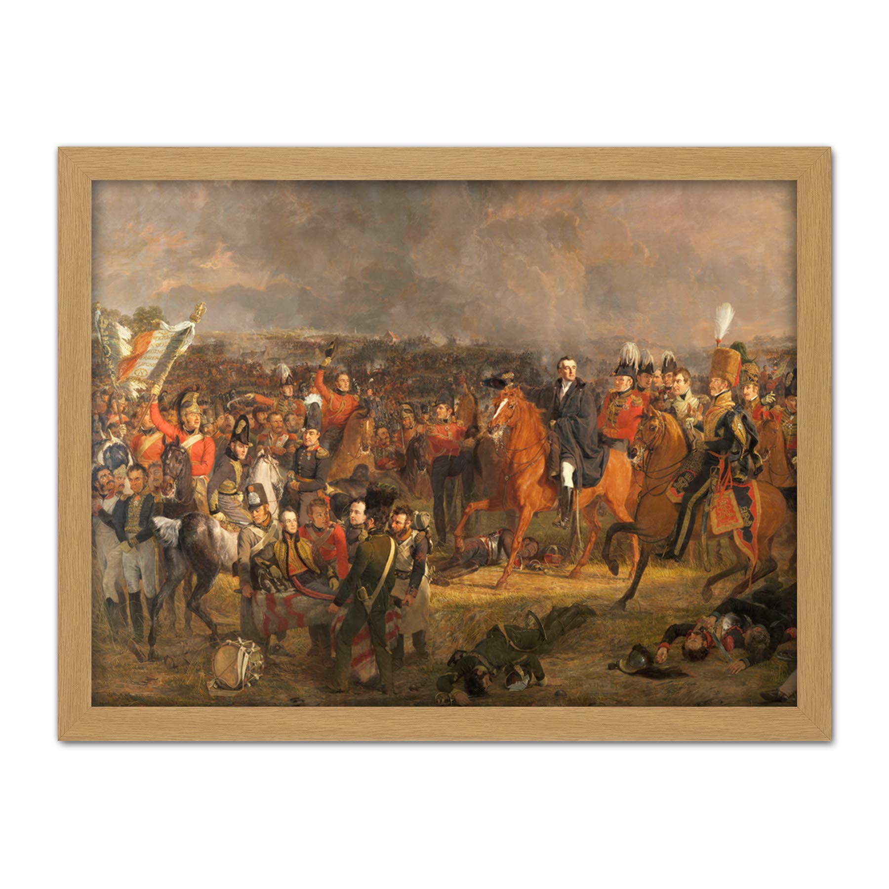 Artery8 Pieneman The Battle Of Waterloo Painting Artwork Framed Wall Art Print 18X24 Inch