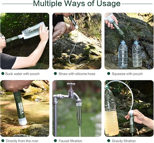 Miniatura 5 de FS-TFC Filtro de agua personal con pajilla, mini purificador de agua, equipo de supervivencia para senderismo, camping, viajes y preparación de