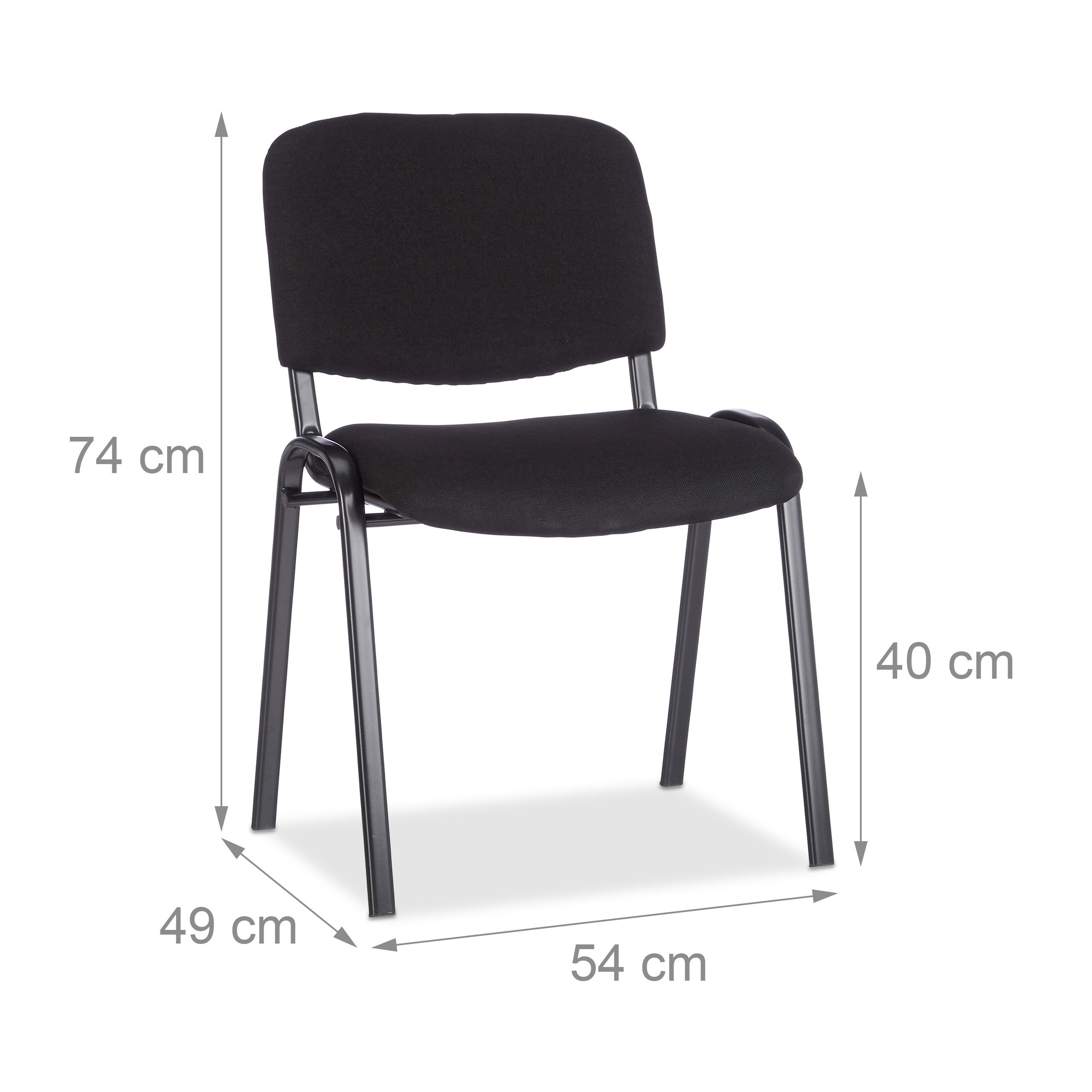 Relaxdays 10022880_46 Set di 2 Sedie Impilabili per Ospiti Poltrona Imbottita per Sala Conferenze HxLxP: 74 x 54 x 49 cm Nero