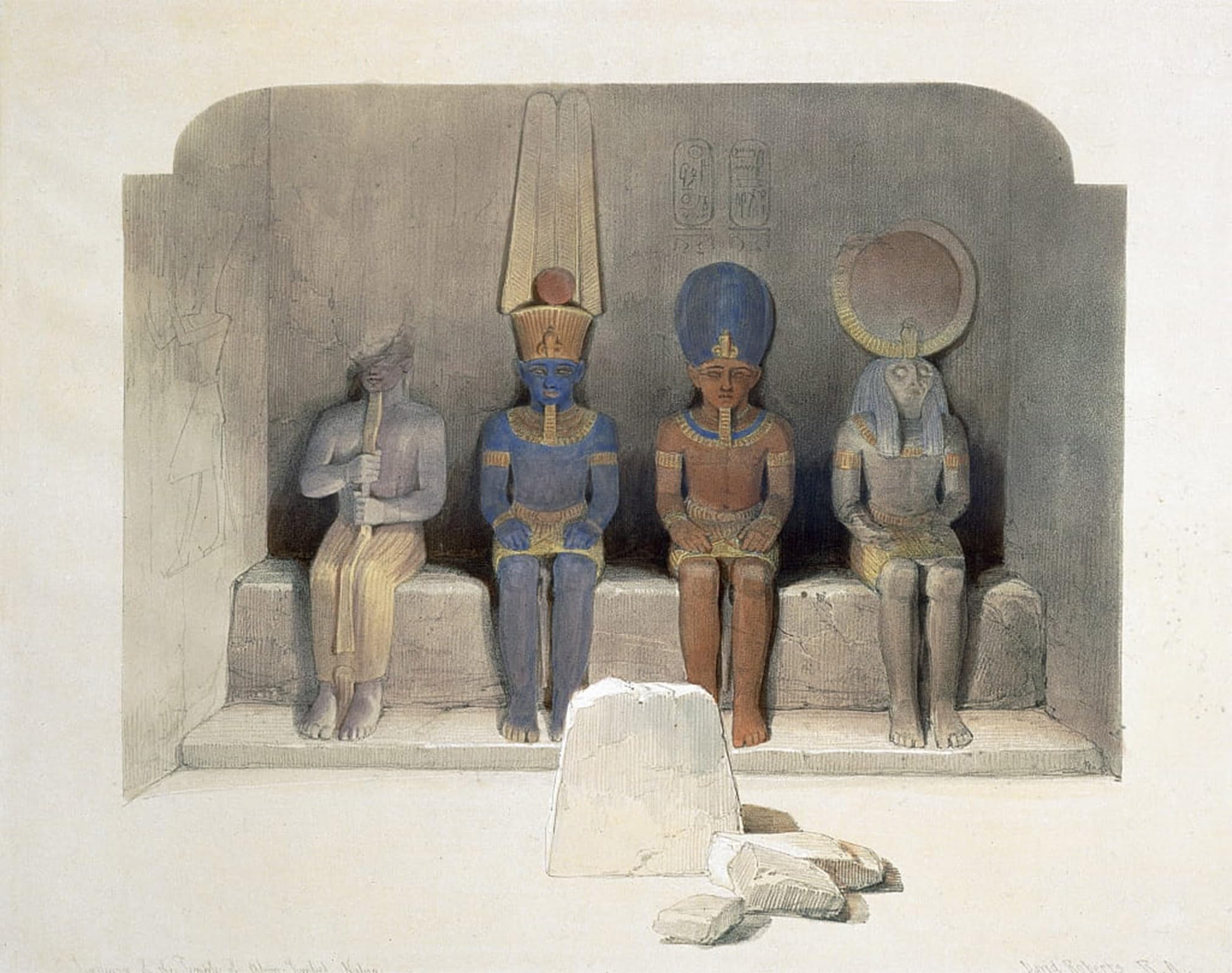 SERENDIPITP Retro Picture Poster Wall Art Pictures Painting Sanctury of the Temple of Abu Simbel by David Roberts Wall Art Canvas Print for Wall Decor 60x90cm