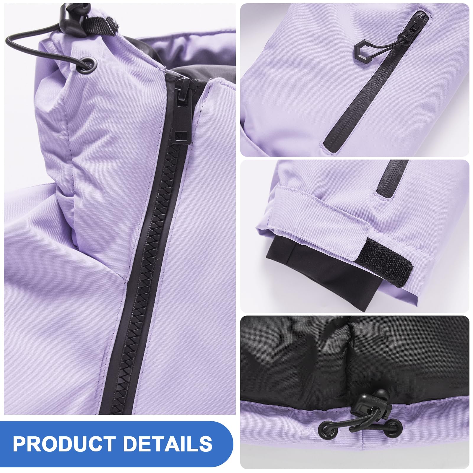 Traje de Esquí Niños Niñas Conjunto de Nieve 2 Piezas Abrigo con Capucha + Pantalón Traje de Nieve a Preuba de Viento Impermeable
