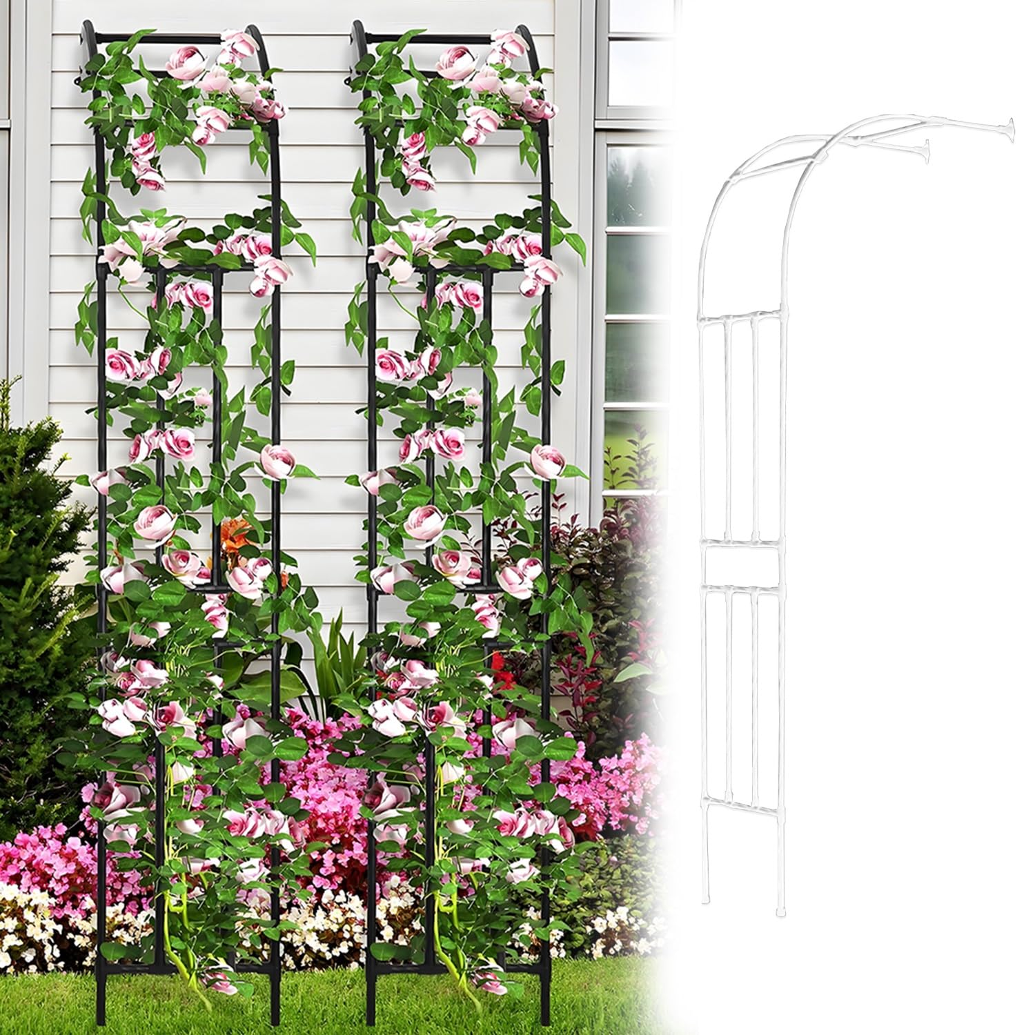 Treillis mural robuste pour plantes grimpantes – 240 cm de haut, design blanc élégant, parfait pour les jardins, les terrasses et les espaces extérieurs – Support durable et élégant