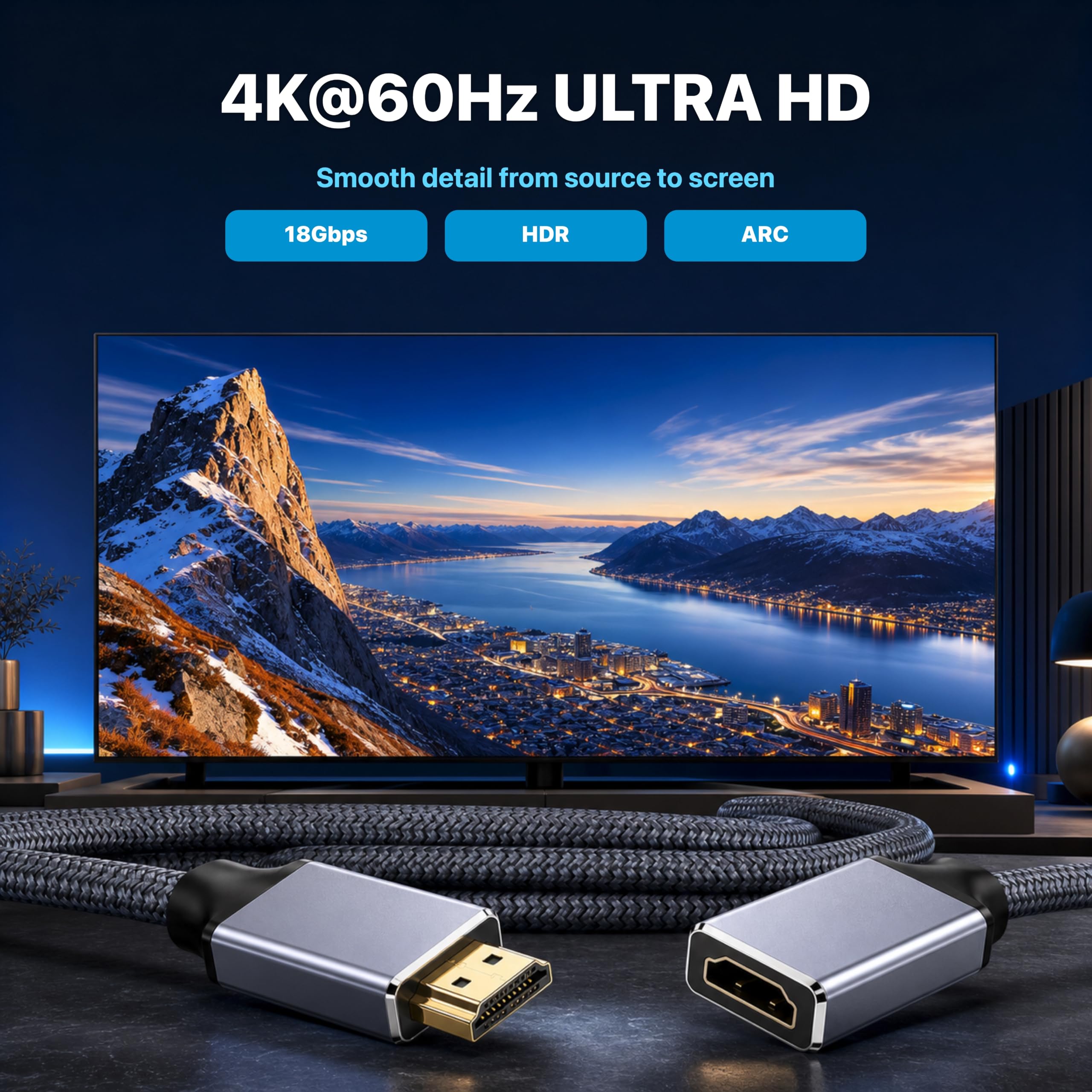 Cavo di prolunga HDMI, connettore maschio a femmina, estensore del segnale ad alta velocità (50, piedi)