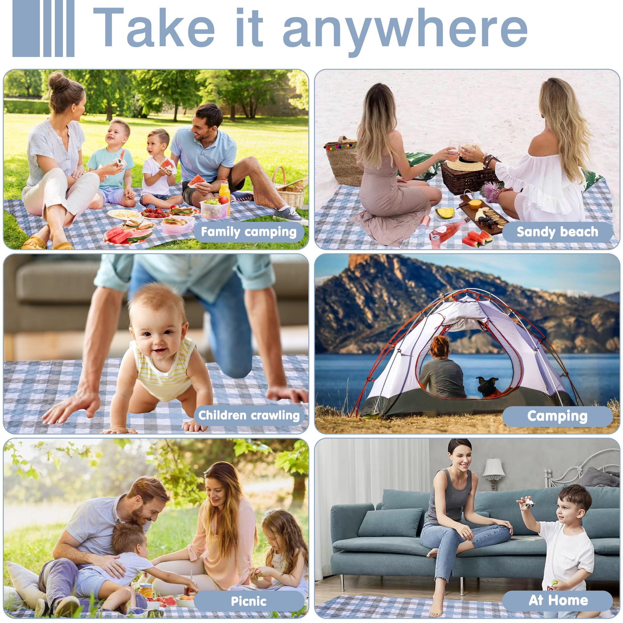 Tapis de pique-nique imperméable surdimensionné, tapis d'extérieur portable