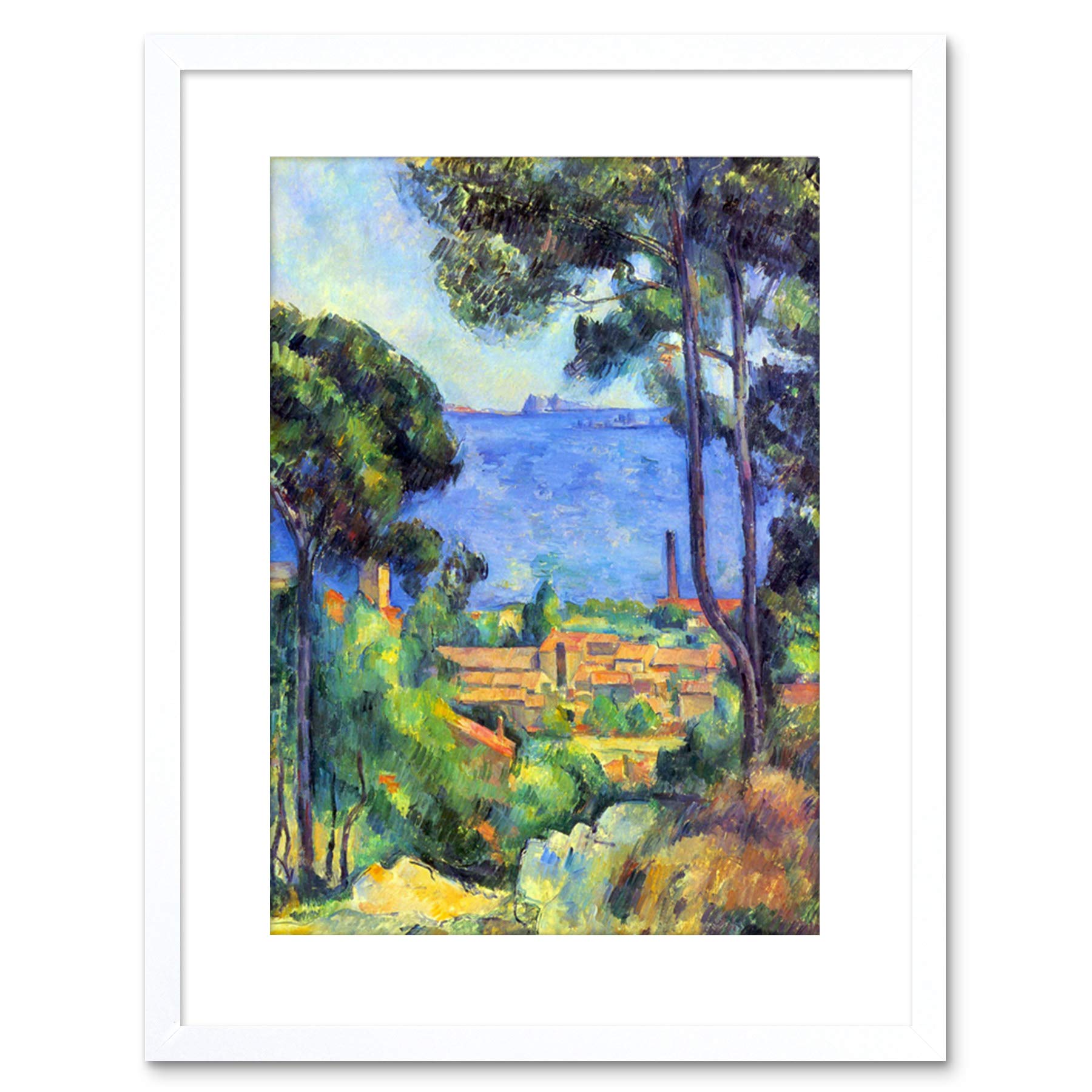 Wee Blue Coo Painting Cezanne Landscape Old Master Framed Wall Art Print