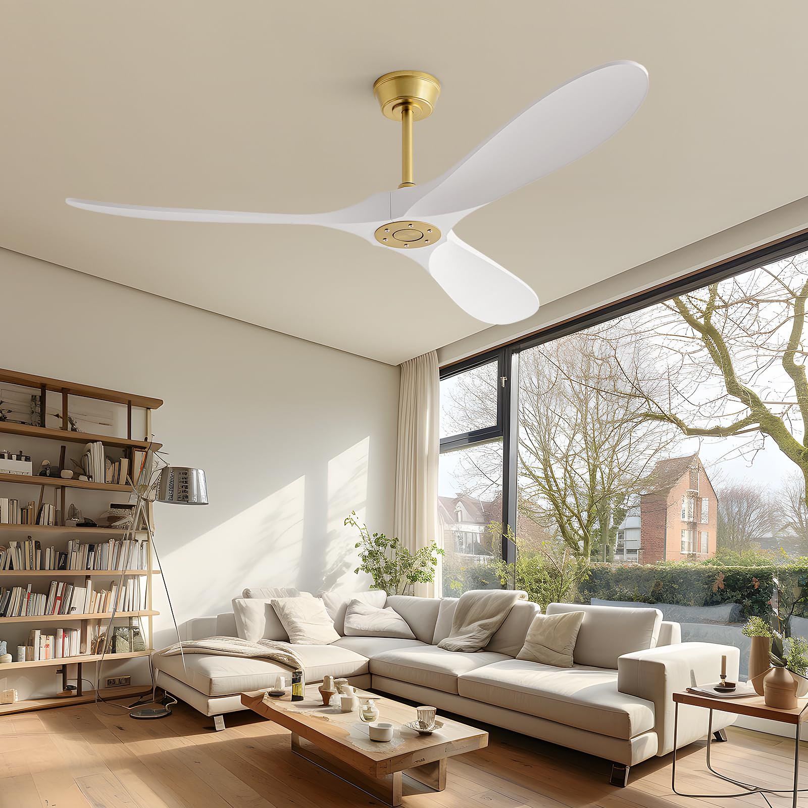 WERBUY 60 Inch Ceiling Fan without Light, Remote Control, for Patio, Ceiling fans for Living Room, Bedroom, Office, Indoor, Outdoor