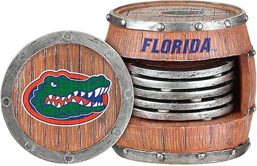FOCO NCAA College Team Logo 5-Pack Barril Bebida Bebida Coaster Set