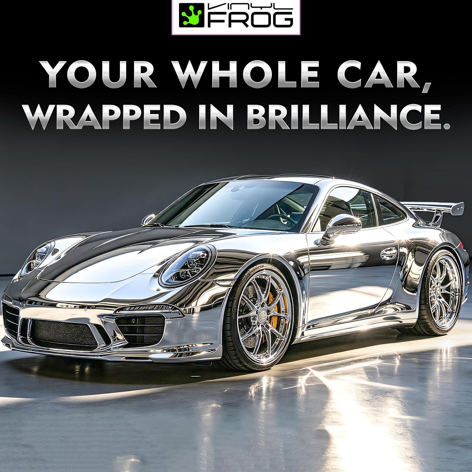 VINYL FROG Car Wrap Vinyl 11.81 Inches x 60 Inches Chrome Mirror Silver Self Adhesive Film DIY Decals Roll Air Release Technology