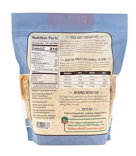 Miniatura 4 de Bob's Red Mill Avena enrollada gruesa orgánica sin gluten, 32 onzas (paquete de 4)