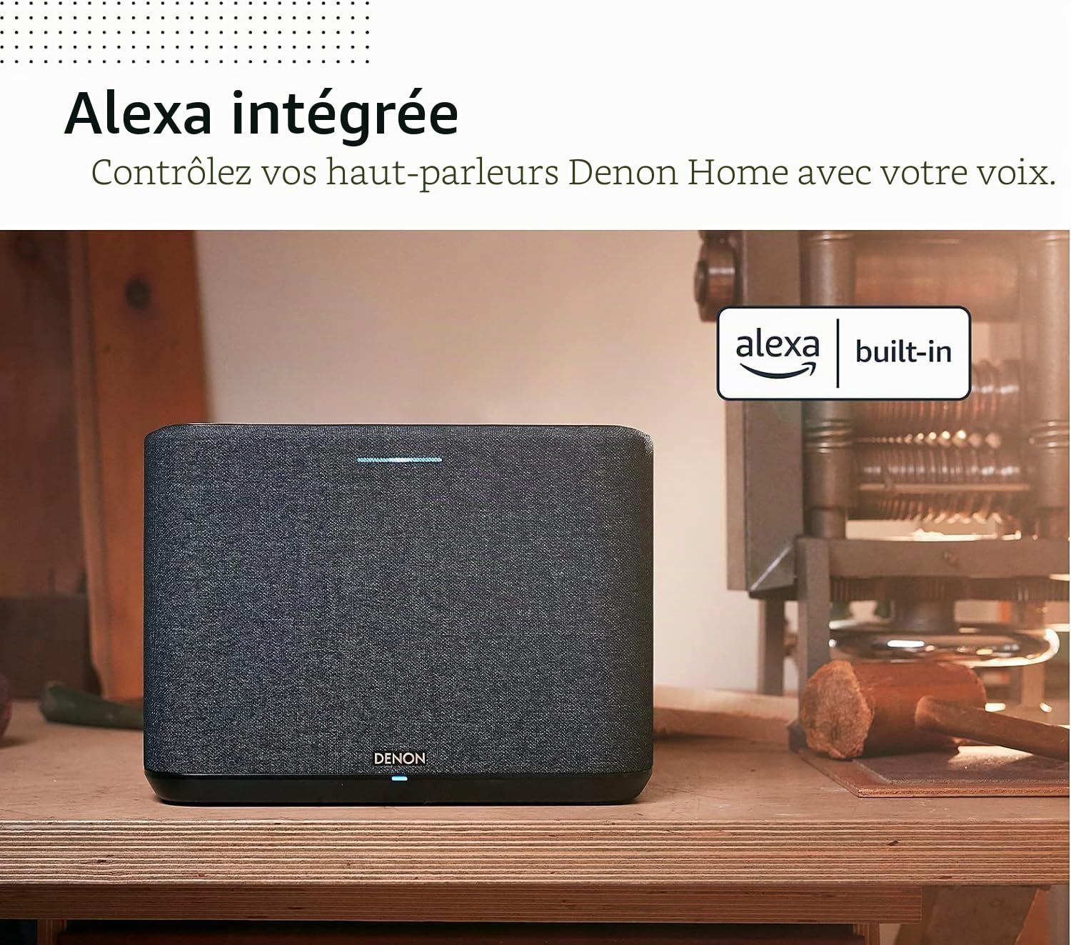 Denon Home 250 Haut-Parleur Multiroom HiFi avec HEOS intégré, Wi-FI, Bluetooth, USB, AirPlay 2, Audio Haute Résolution, Compatible Alexa, Enceinte Stéréo - Blanc