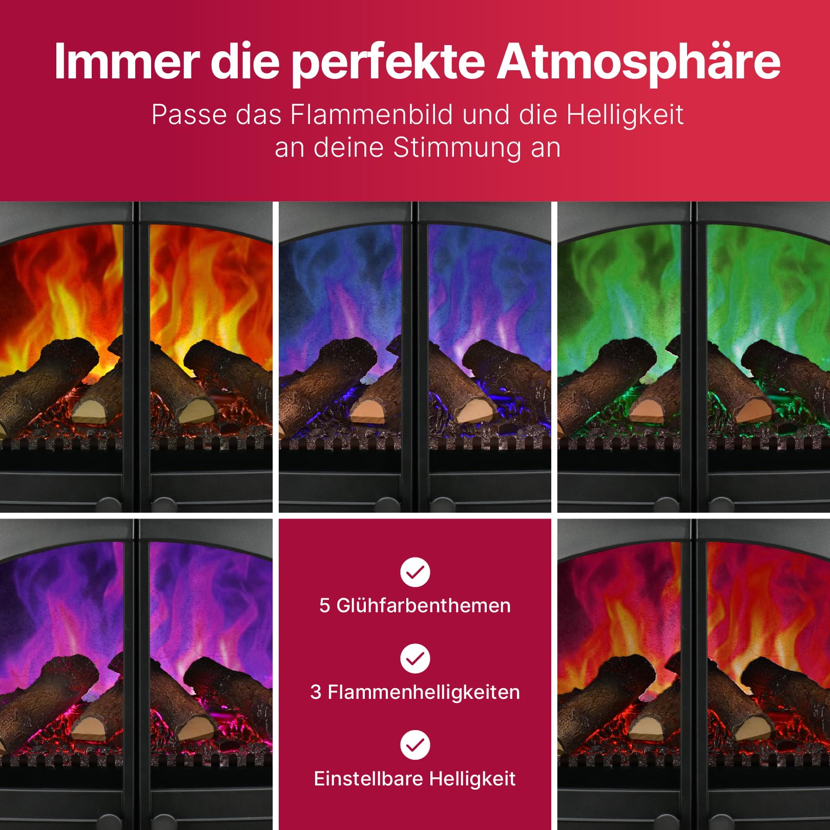 Dimplex Emberly Elektrokamin - 3-Seitiger Elektrokamin mit Heizung & Kaminfeuer - LED Kamin mit Optiflame Flammeneffekt - Zuschaltbarer 2kW Heizlüfter - Inkl. Fernbedienung und App