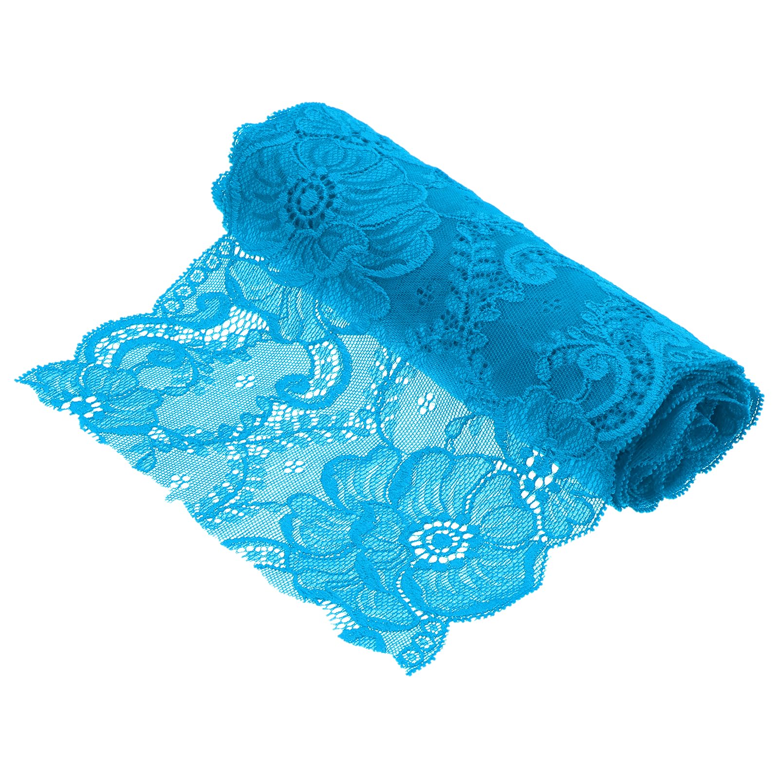 sourcing map 7.1 Inch Wide 2 Yard Lace Ribbon Floral Pattern Bright Blue Lace Trim Ribbon for DIY Crafts, Gift Wrapping, Bouquets, Wedding Decor, and Sewing Making