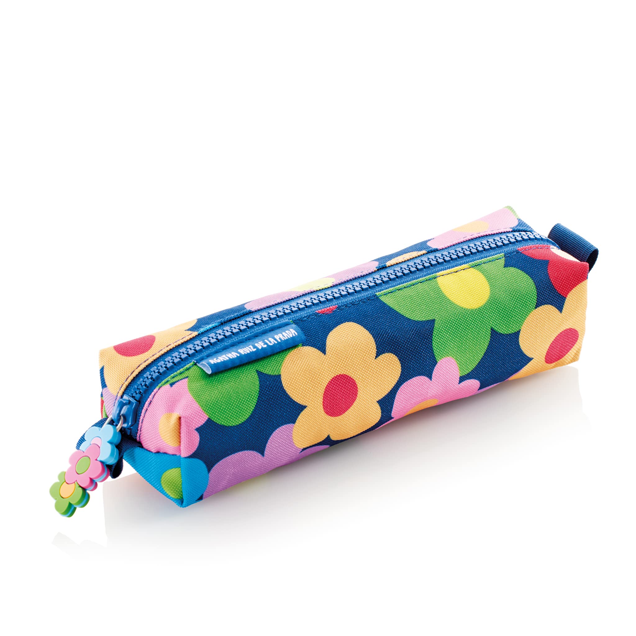 Miquelrius - Estuche Portatodo Mini, Tamaño 205 x 50 x 50 mm, Cierre Cremallera, Tirador Metálico con Detalle de Flores, Agatha Ruiz de la Prada, Colección Flower