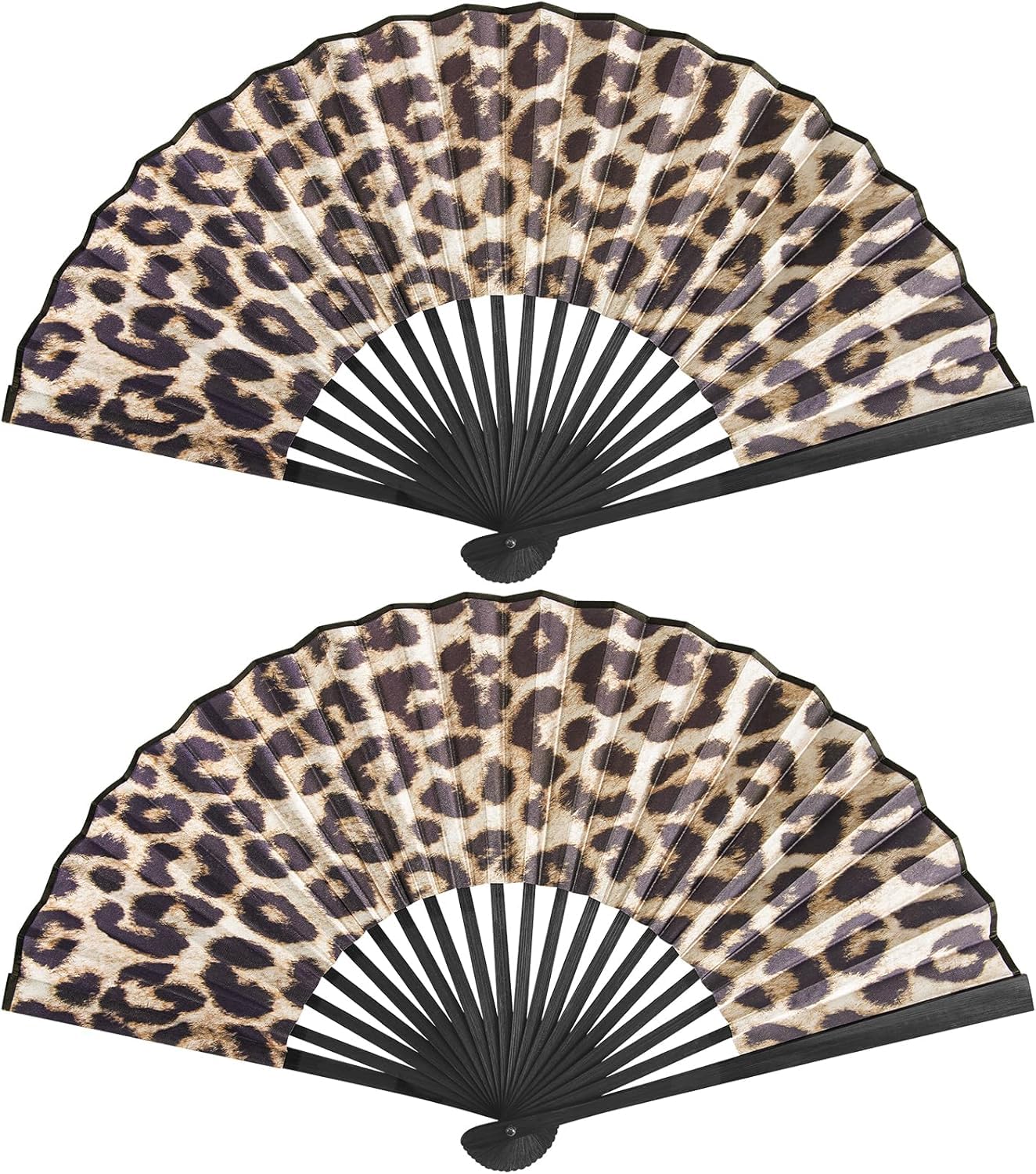 Elovara 2 Pack Leopard Print Fans Handheld, Portable Foldable Fan
