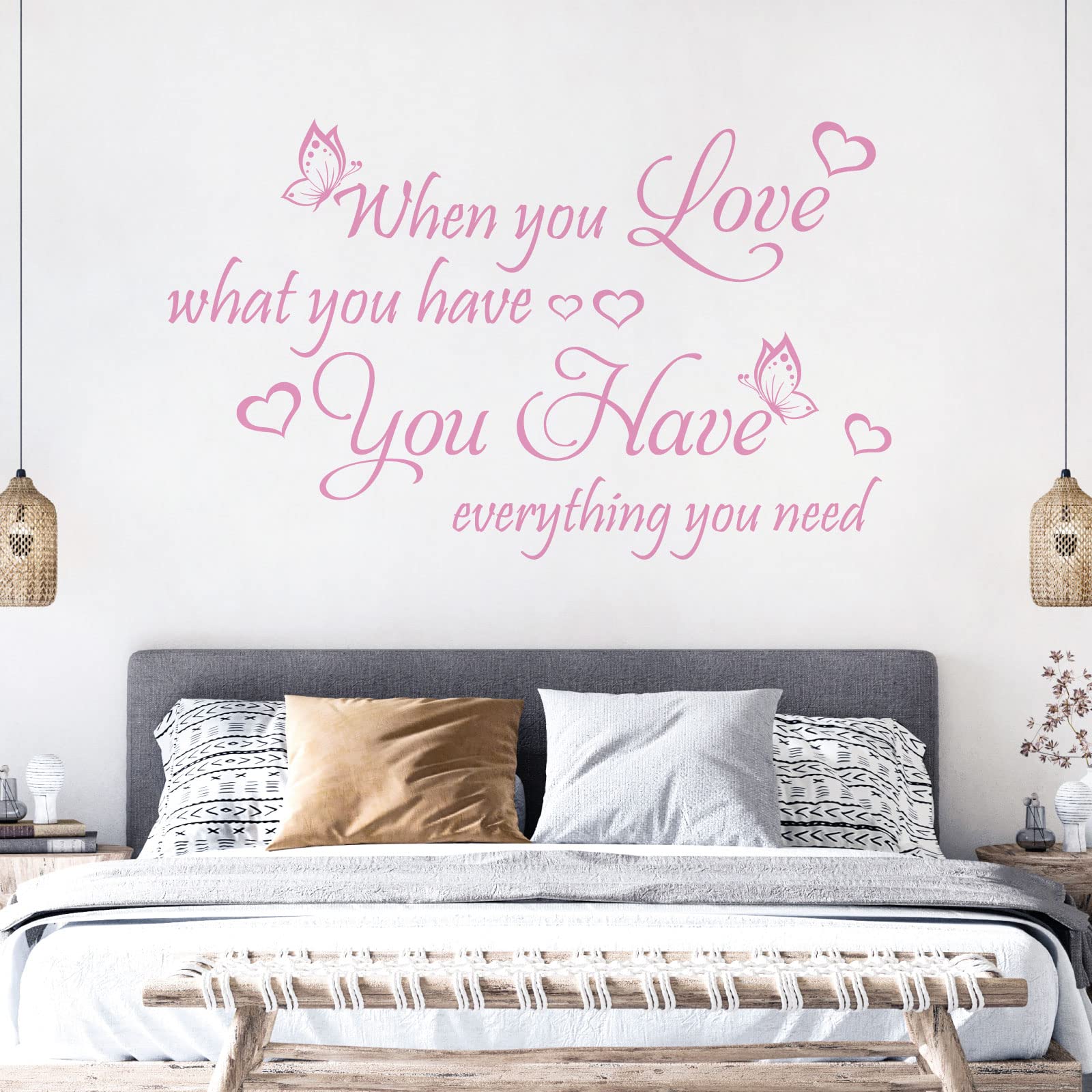 When You Love What You Have, You Have Everything ... - Quote Decal Wall Sticker [XLarge] [Pink]