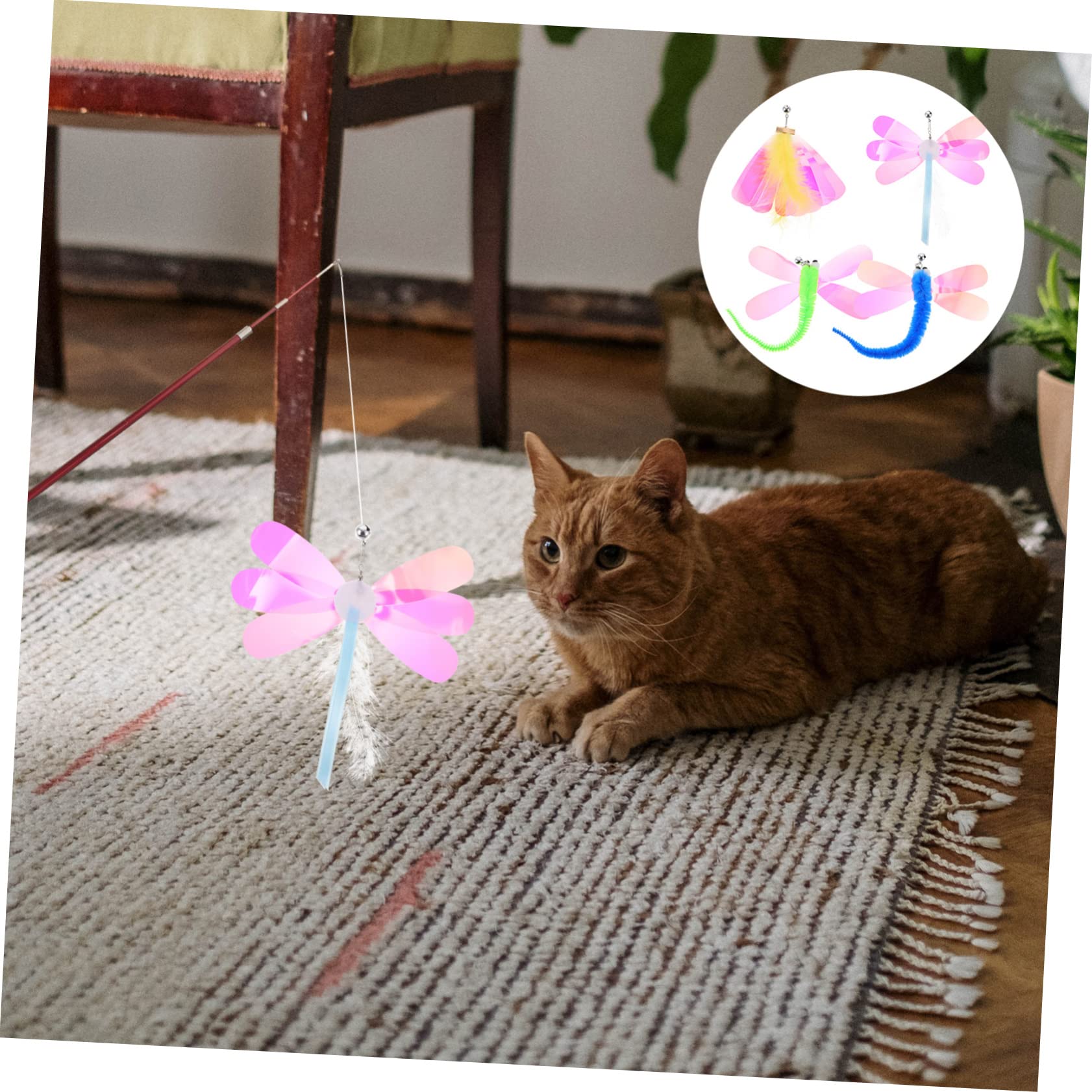 Supvox 40stücke Teiliges Katzenangel Spielzeug Set Mit Bunten Ersatzteilen Interaktive Katzenspielzeuge Für Gesunde Und Spaß Drachenfliegen Und Schmetterlingen