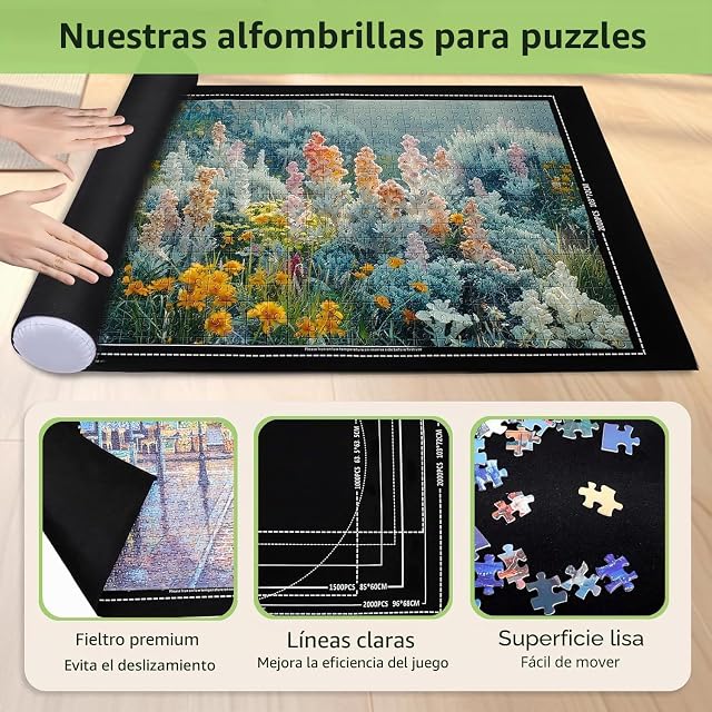 Foto 4 de 8 de Neuytiky Tapete Puzzle, Tapete Puzzle Roll Up Pad 3000 2000 1500 Piezas, Alfombra Guarda Puzzles