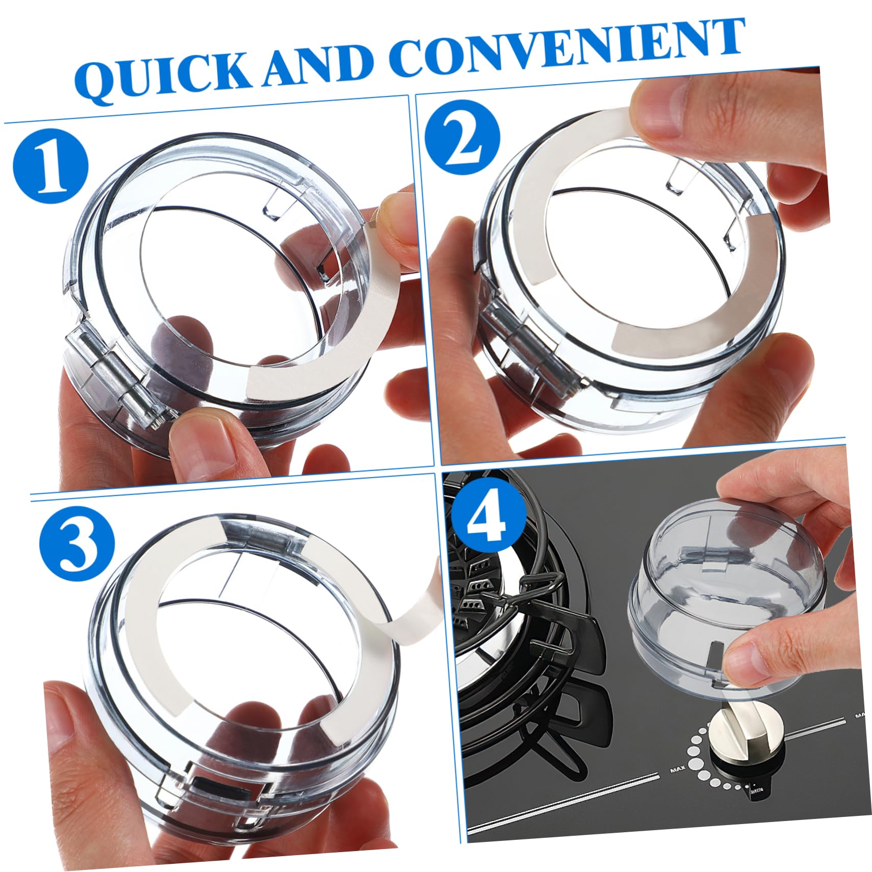 BESPORTBLE 4Pcs Gas Stove Knob Cover Safety Protection Lock Easy Install Stove Knob Guard for Proofing Self Adhesive Safety Cover for Home Use