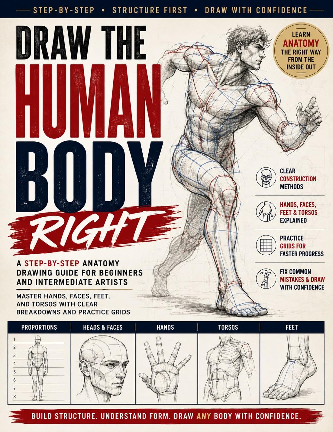 Guide dessin anatomie humaine pour débutants avec grilles de pratique