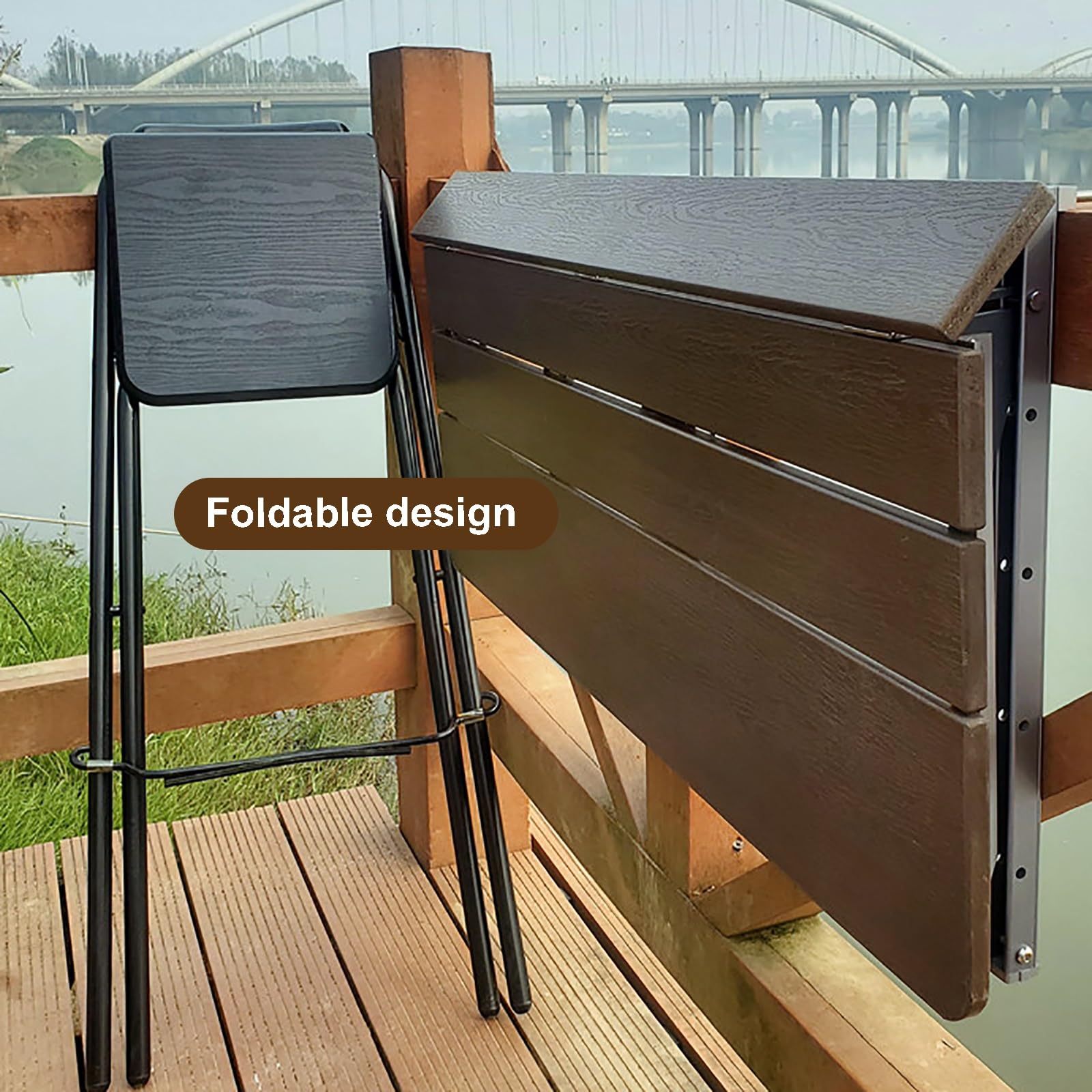 Balkon wiszący stół, regulowany, taras, składany stolik pomocniczy na zewnątrz, na werandę, ogród, balkon (80 cm)