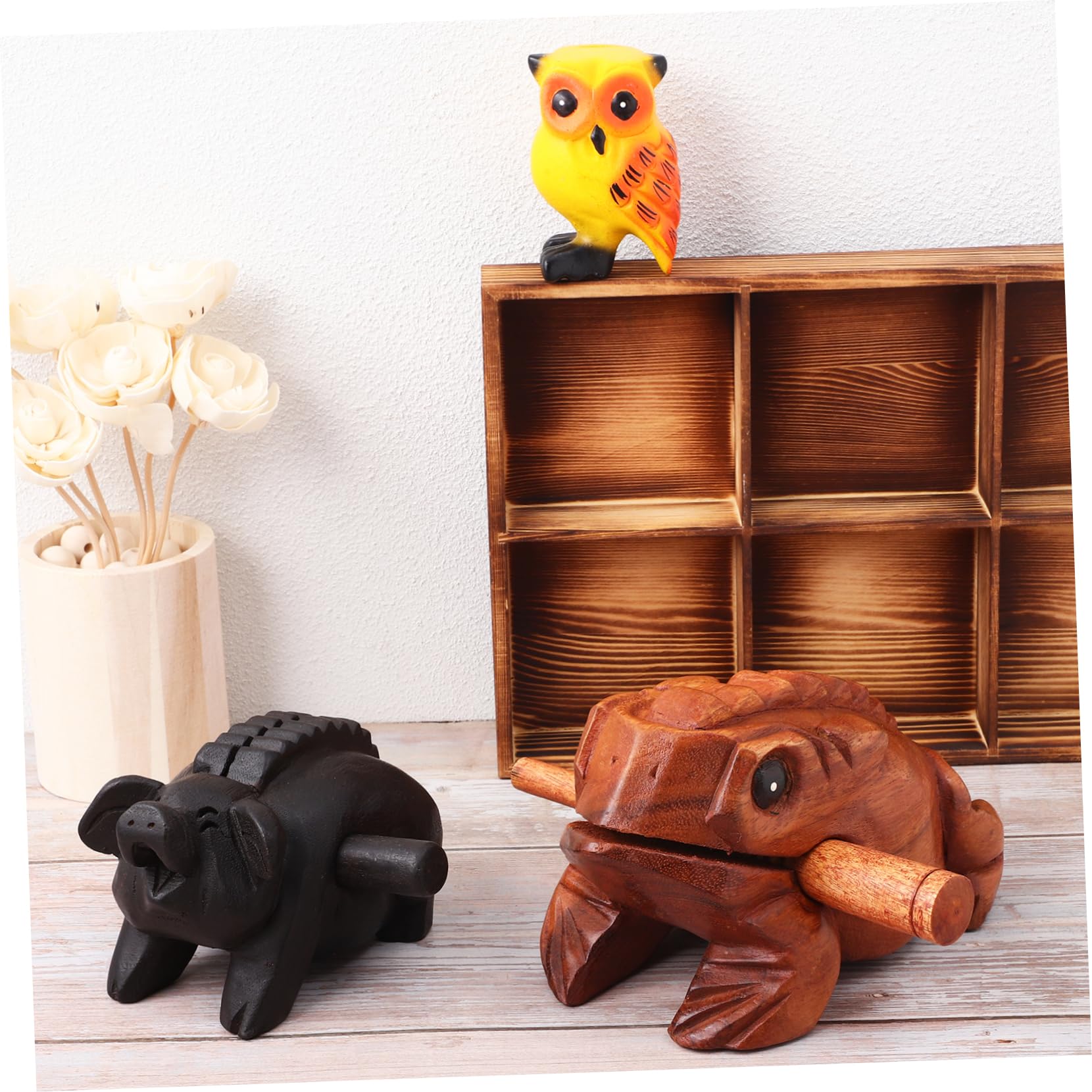 Mikinona 3pcs Animales De Sonido De Madera Decoración De Oficina Hogar Juguete Educativo Instrumento Musical