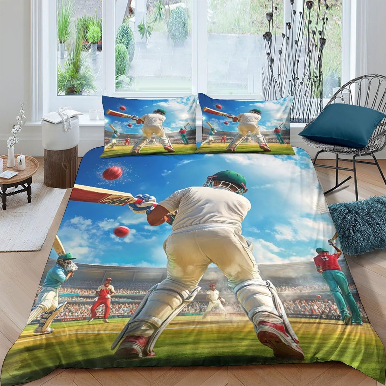 Ctjqhvkz Style-6 3D Printed Cricket Stadium Fitted Sheet Microfiber Soft Breathable Sports Match Bed Cover For Bedroom Decor Protection Single（135X200cm）