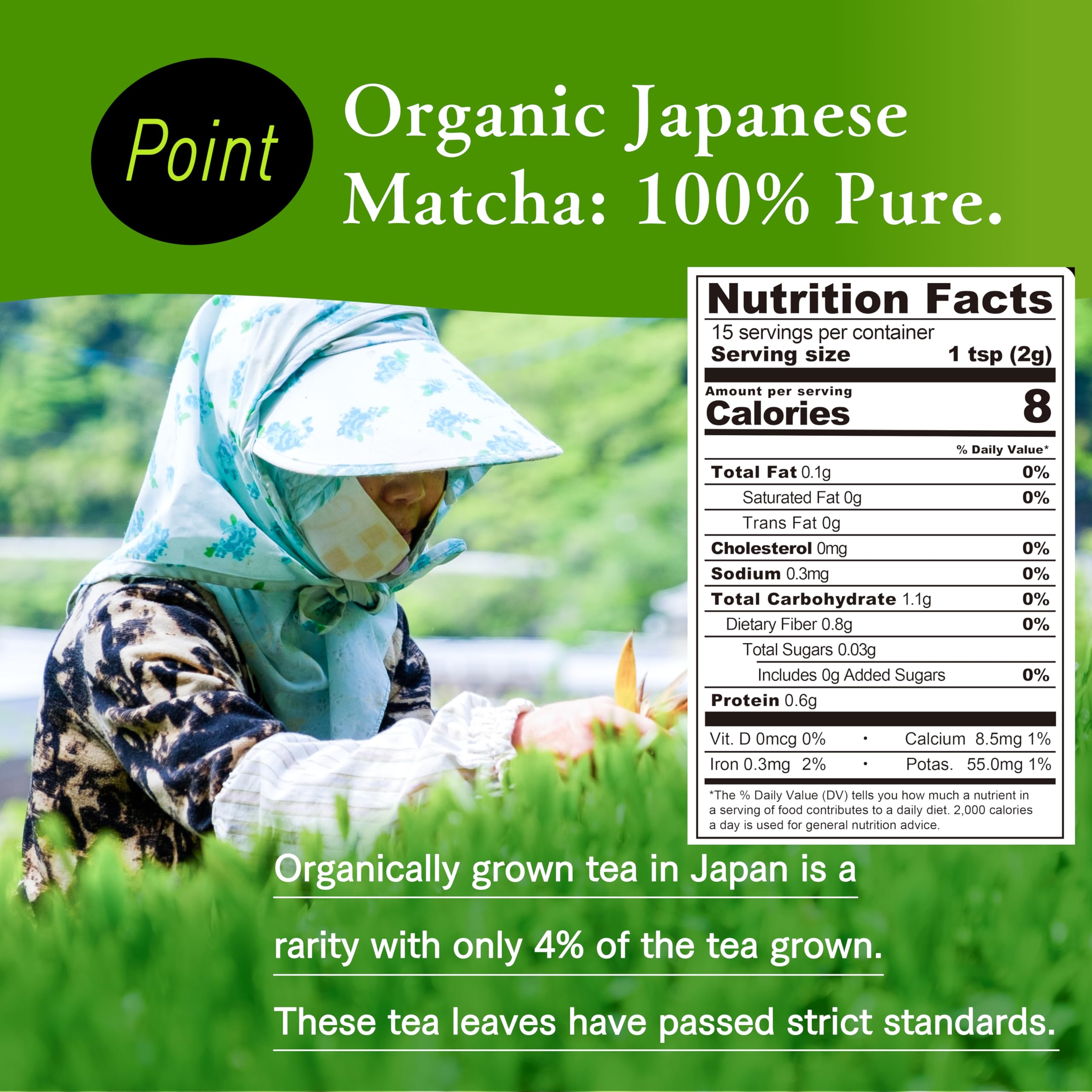 YAMAEI Matcha Powder Ceremonial Grade 30g Japanese Green Tea First Harvest Use for Drinking Latte — view 2