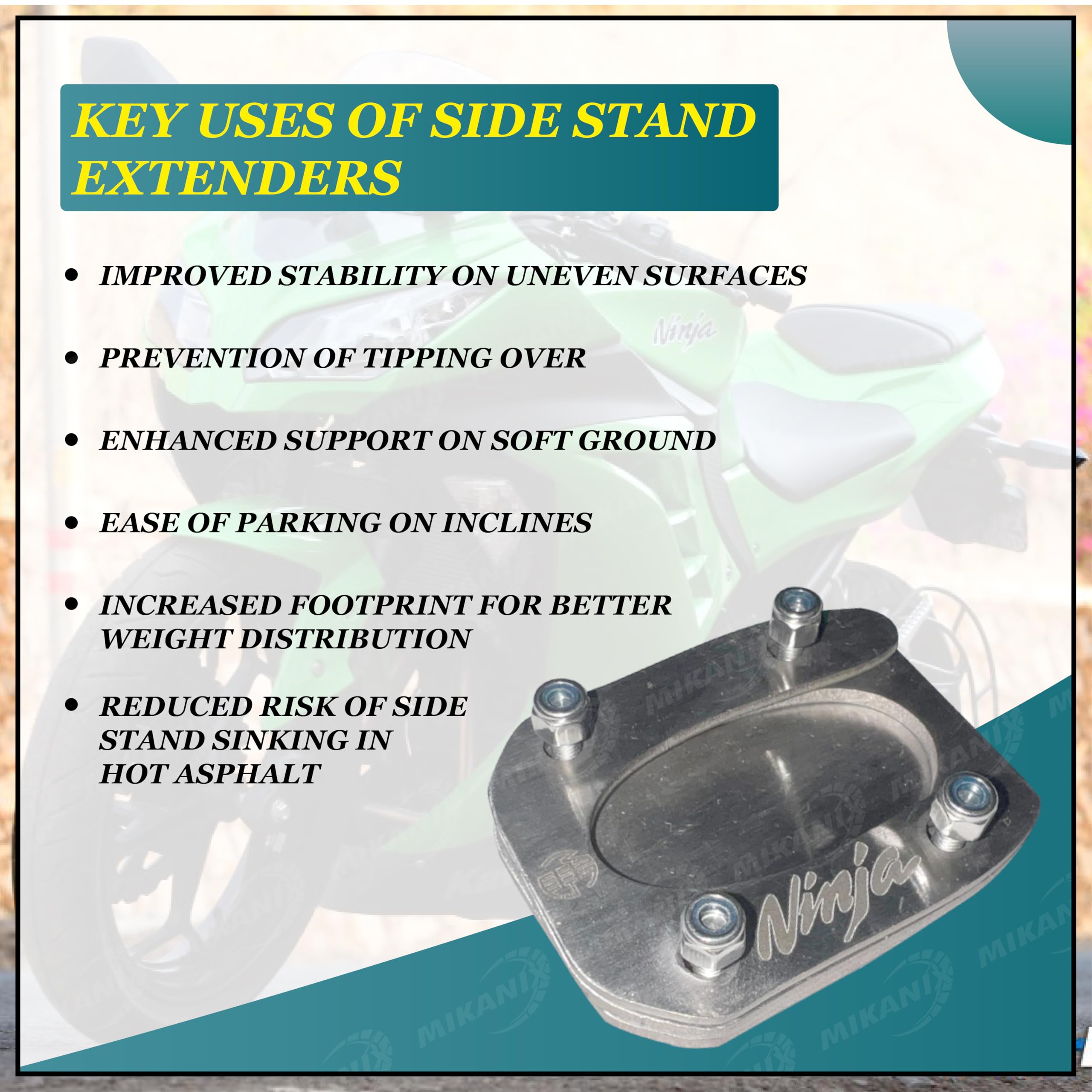 OBEROI'S TRADERS Premium Stainless Steel Side Stand Extender