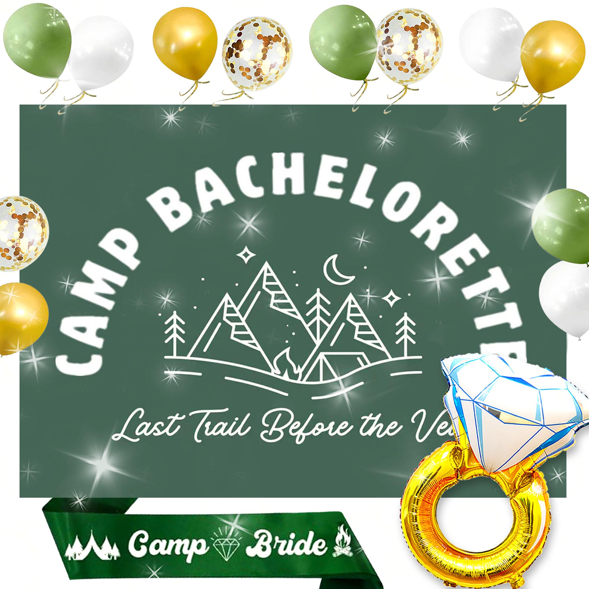 Camp Bachelorette Decor Last Trail Before The Veil Sign Banner Hiking Mountain Bachelorette Banner Party Supplies r for Wedding Bridal Shower