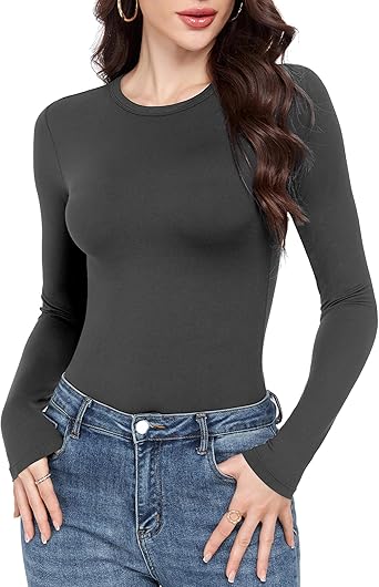 GAYHAY Long Sleeve Shirts for Women Basic Crop Tops Teens Crew Neck Tight Underscrub Clothes Workout Fall Trendy 2025