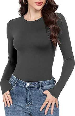 GAYHAY Long Sleeve Shirts for Women Basic Crop Tops Teens Crew Neck Tight Underscrub Clothes Workout Fall Trendy 2025