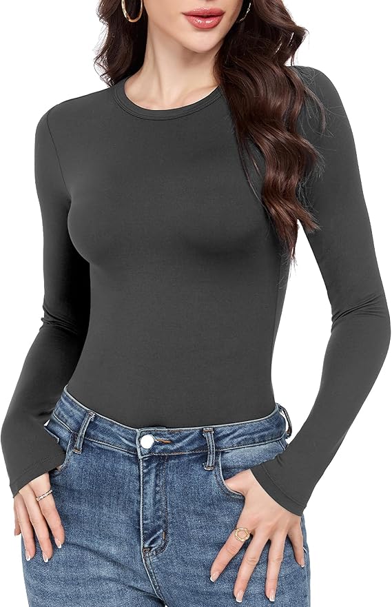 GAYHAY Long Sleeve Shirts for Women Basic Crop Tops Teens Crew Neck Tight Underscrub Clothes Workout Fall Trendy 2025