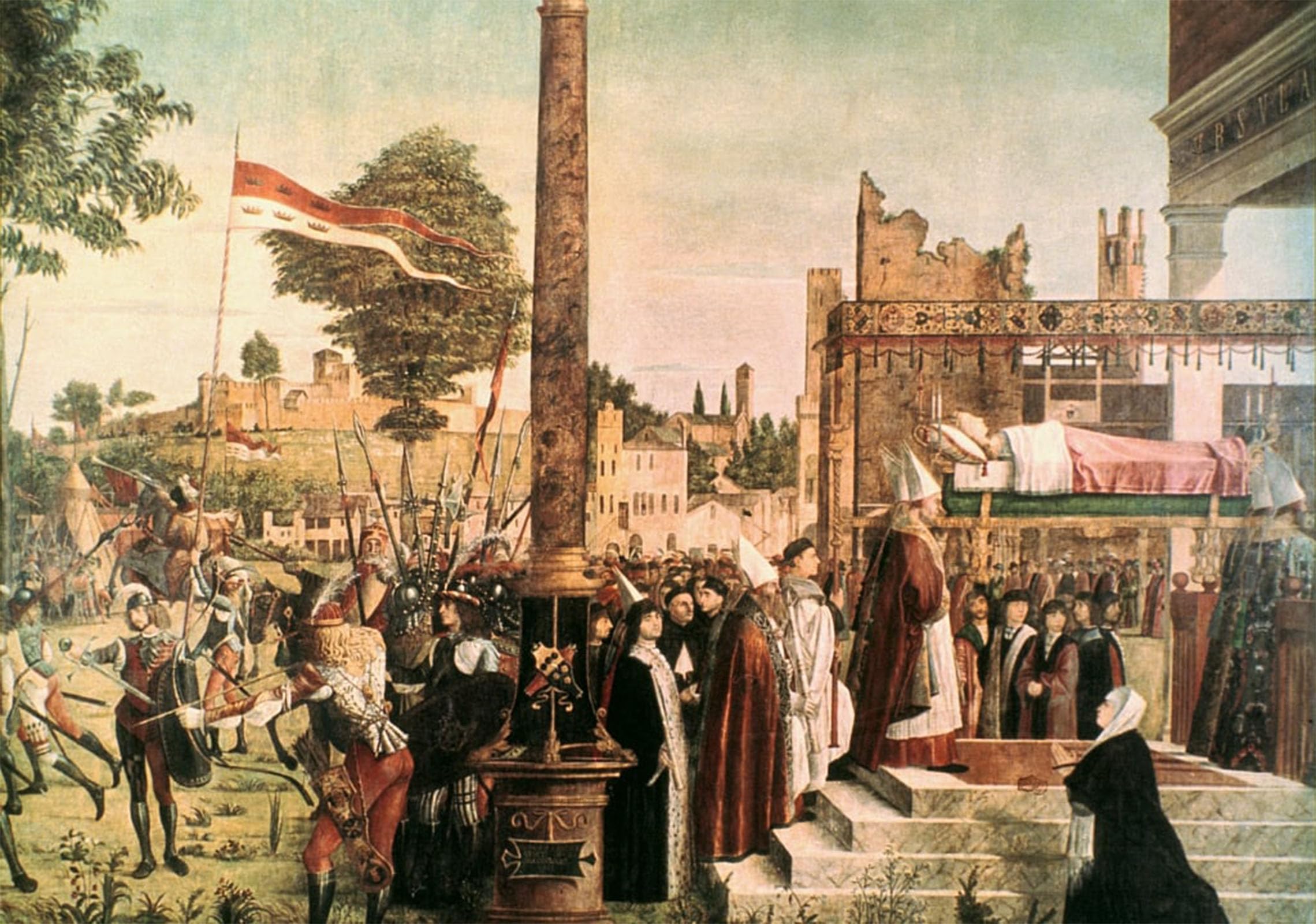 SERENDIPITP Vintage Wall Art Canvas Nordic Poster Canvas Print Picture the Legend of St Ursula Martyrdom and Funeral of St Ursula by Vittore Carpaccio Wall Art Poster for Home Decor 60x90cm