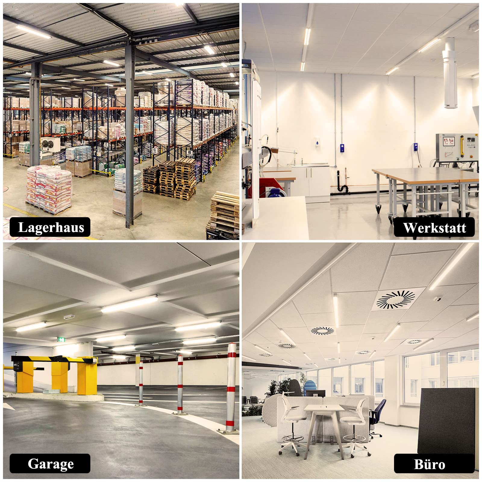 2Pcs LED Feuchtraumleuchte 120cm, 40W 4800LM LED Deckenleucht Röhre Licht, Neutralweiß 4500K Werkstattlampe - 2,5cm flach Lampe,130°Abstrahlwinkel Deckenlampe für Wohnzimmer Küche Garage Büro
