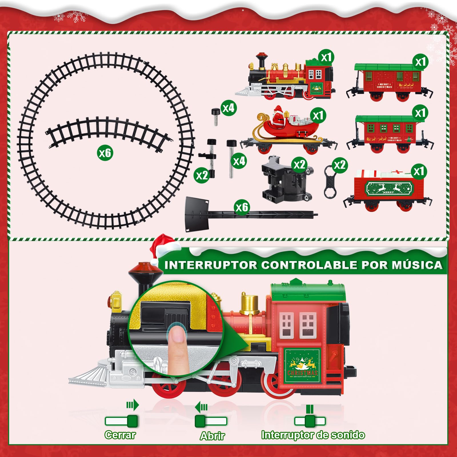 Herenear Tren Eléctrico de Navidad para Colgar en el Árbol, Juego de Pistas Clásico para Decoración, Niños 5-8 Años (En los Árboles)