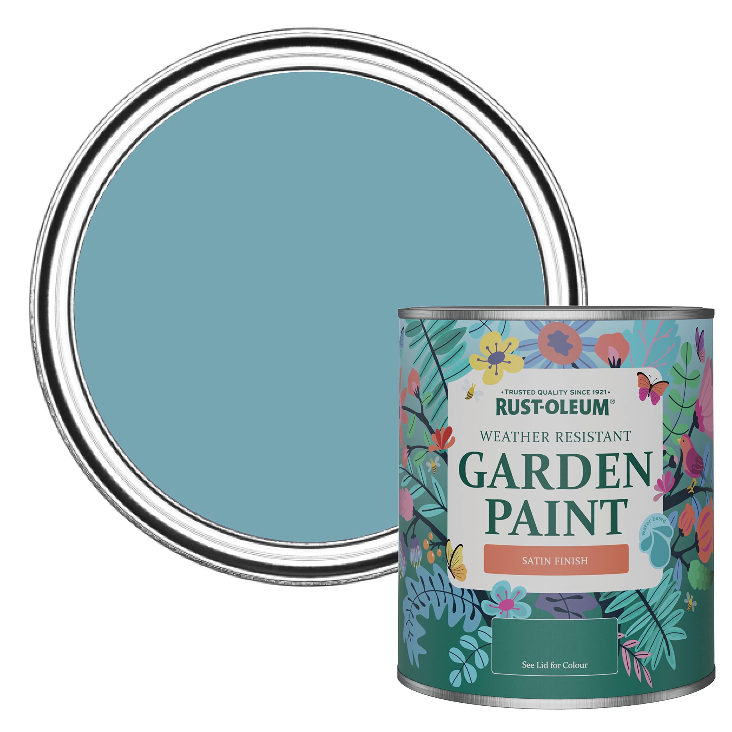 Rust-Oleum Belgrave Blue Mould-Resistant Garden Paint In Satin Finish - 750Ml