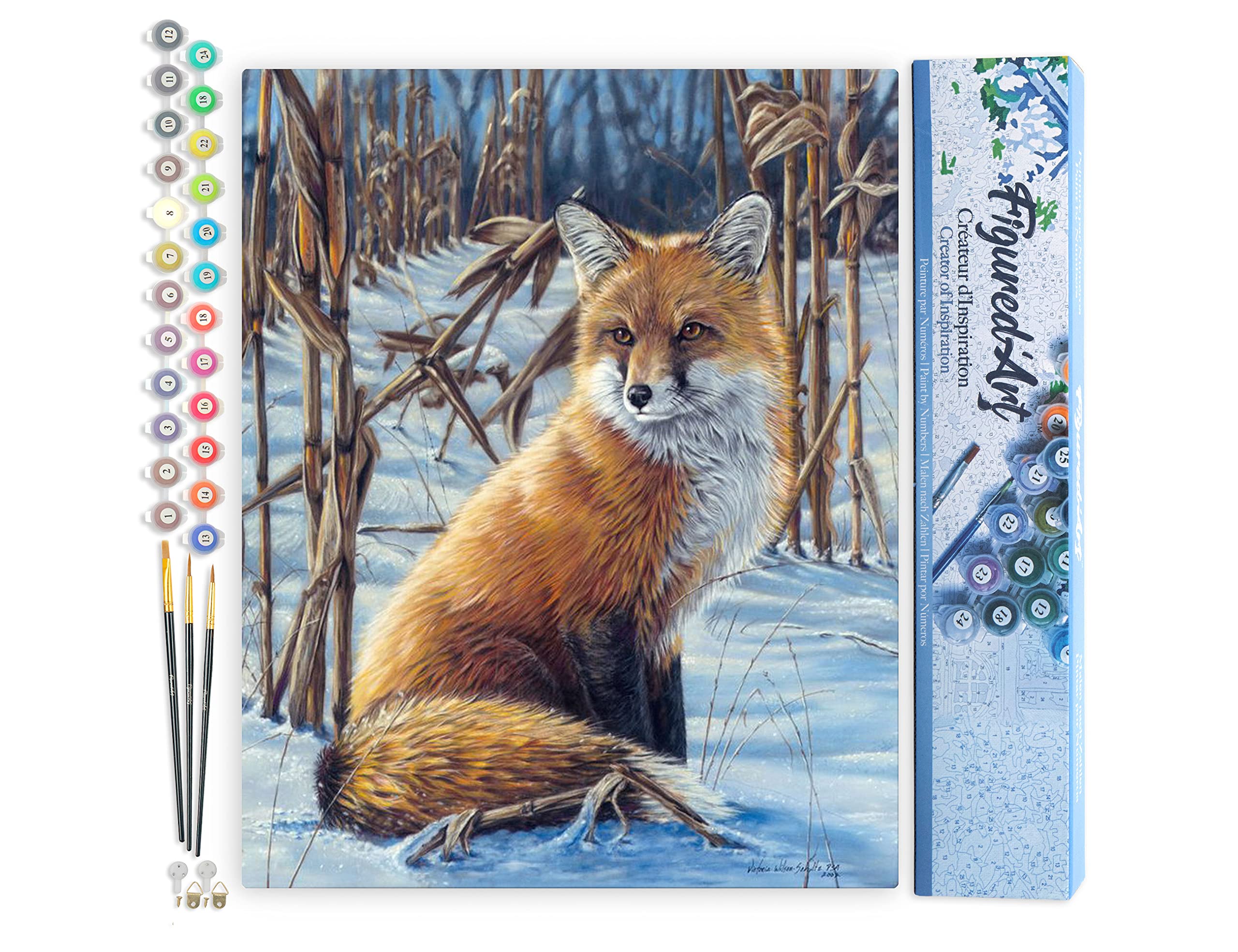 Figured'Art Paint by Numbers for Adults Fox in The Snow 40x50cm - Craft Art Painting DIY Kit Rolled Canvas Without Frame — image 1
