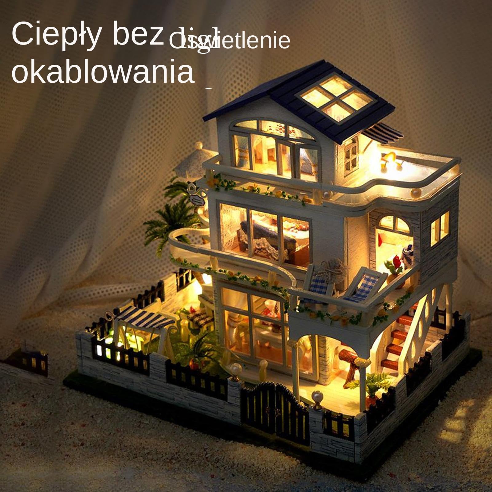 Miniature House Kit - 3D Wooden Small Villa Model with LED Light, Handmade Craft Maker Set for Boys, Youth, Women, Teens, Son, Daughter, Friends, and Family Creative Building Fun