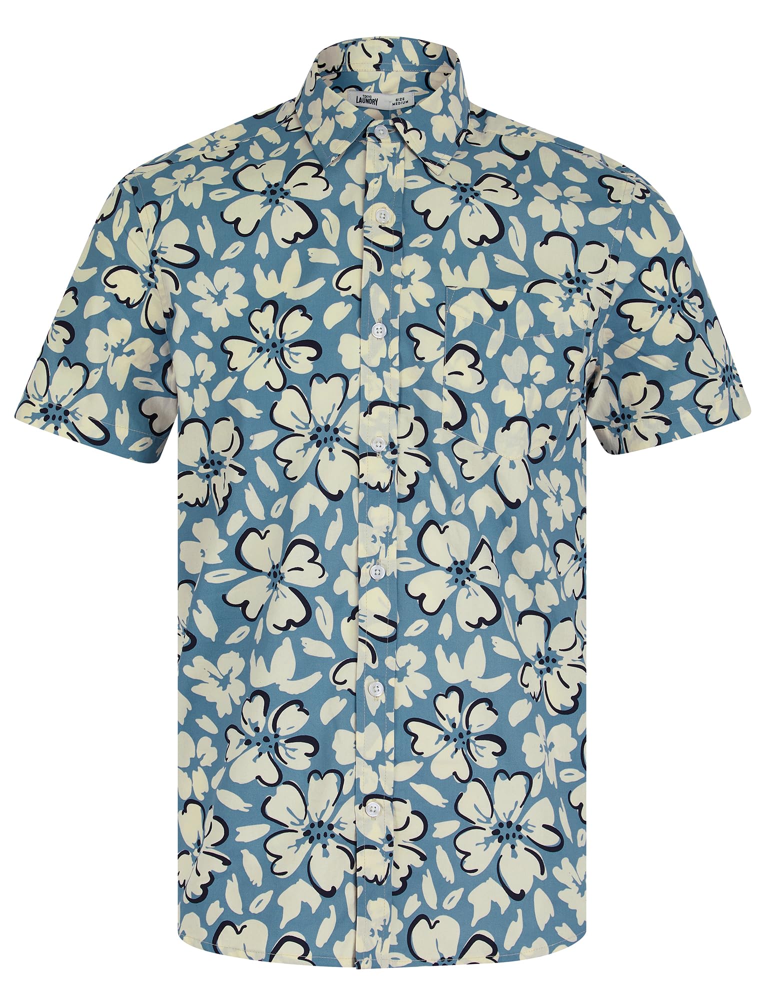 Tokyo Laundry Men's Tropical Floral Print Cotton Short Sleeve Hawaiian Shirt
