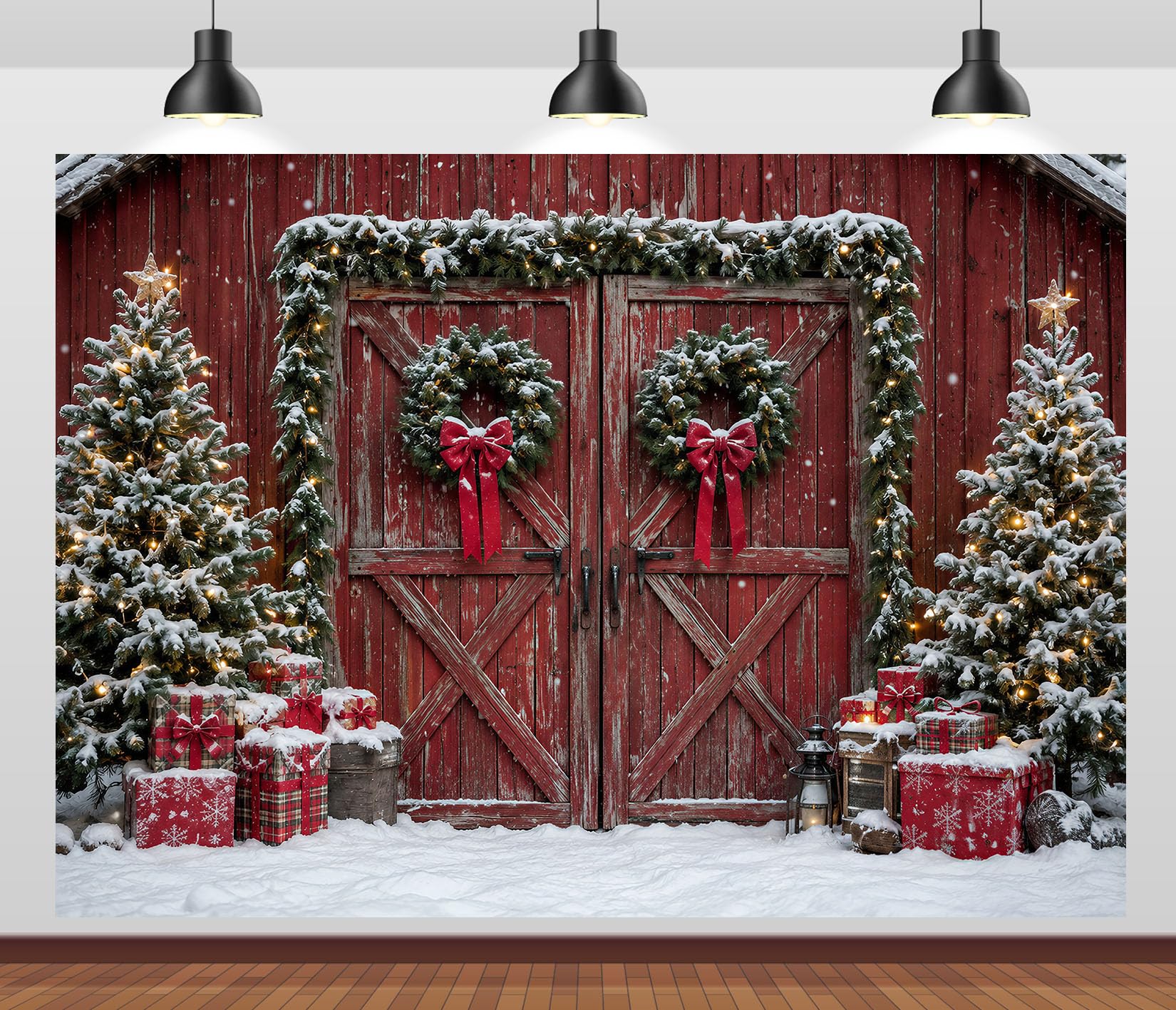 10x6.5FT Porta Granaio Rossa Ghirlanda Sfondo Fotografico
