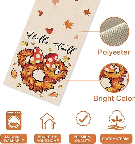 Miniatura 10 de Seliem Camino de mesa con corona de ratón de Feliz Navidad, lazo de lunares rojos con estrellas, decoración de mesa de cocina, comedor, decoración