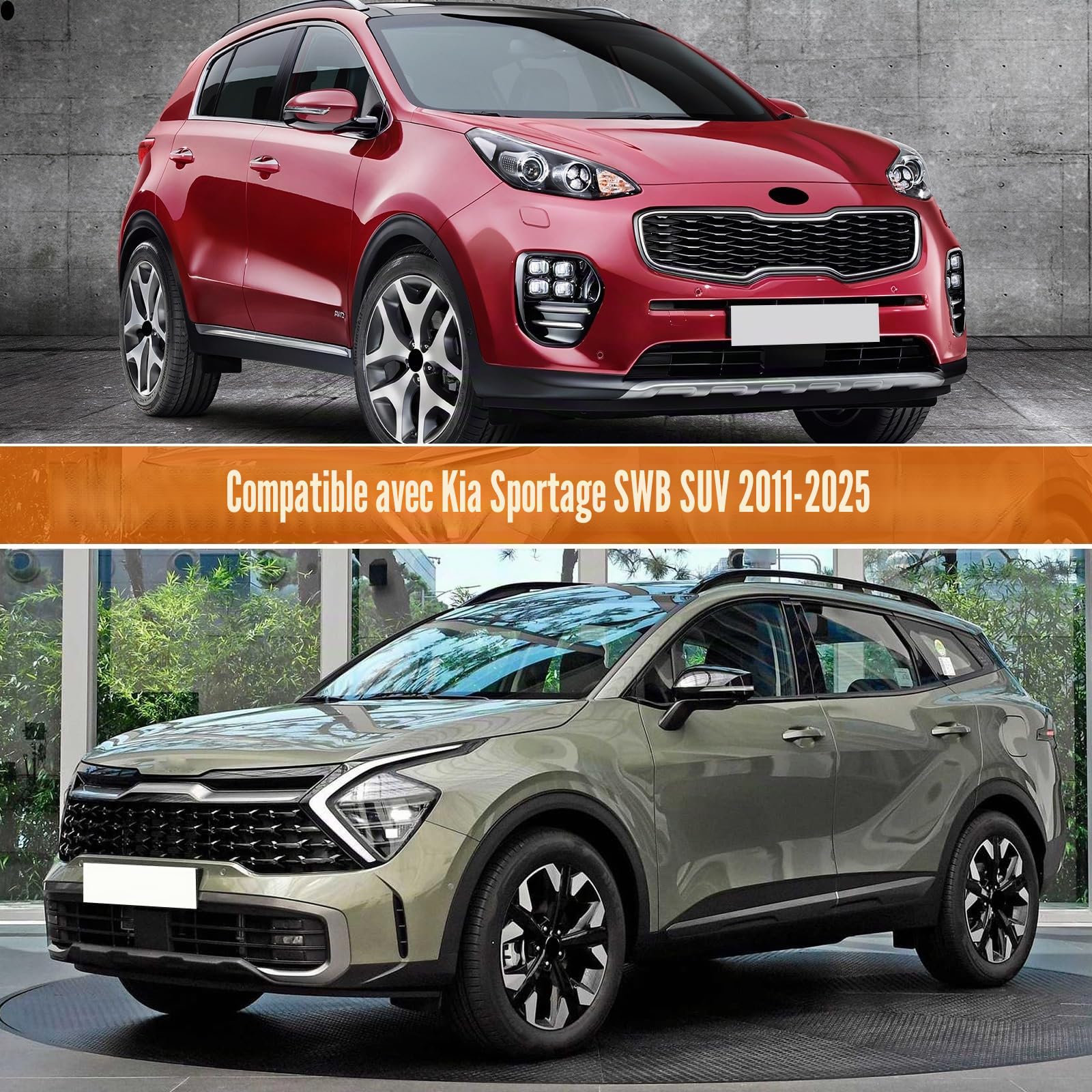 Bâche Voiture Étanche Compatible avec 2011-2024 Kia Sportage SWB SUV, Housse de Voiture complète Housse Voiture Extérieur Respirante avec Fermeture éclair de Porte et Bandes Coupe-Vent
