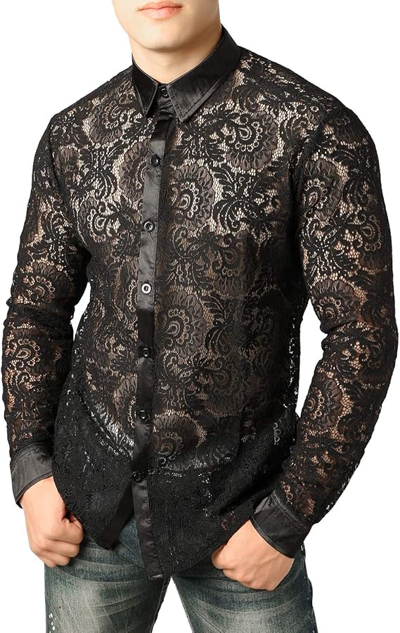 Black see through button up shirt Clearance