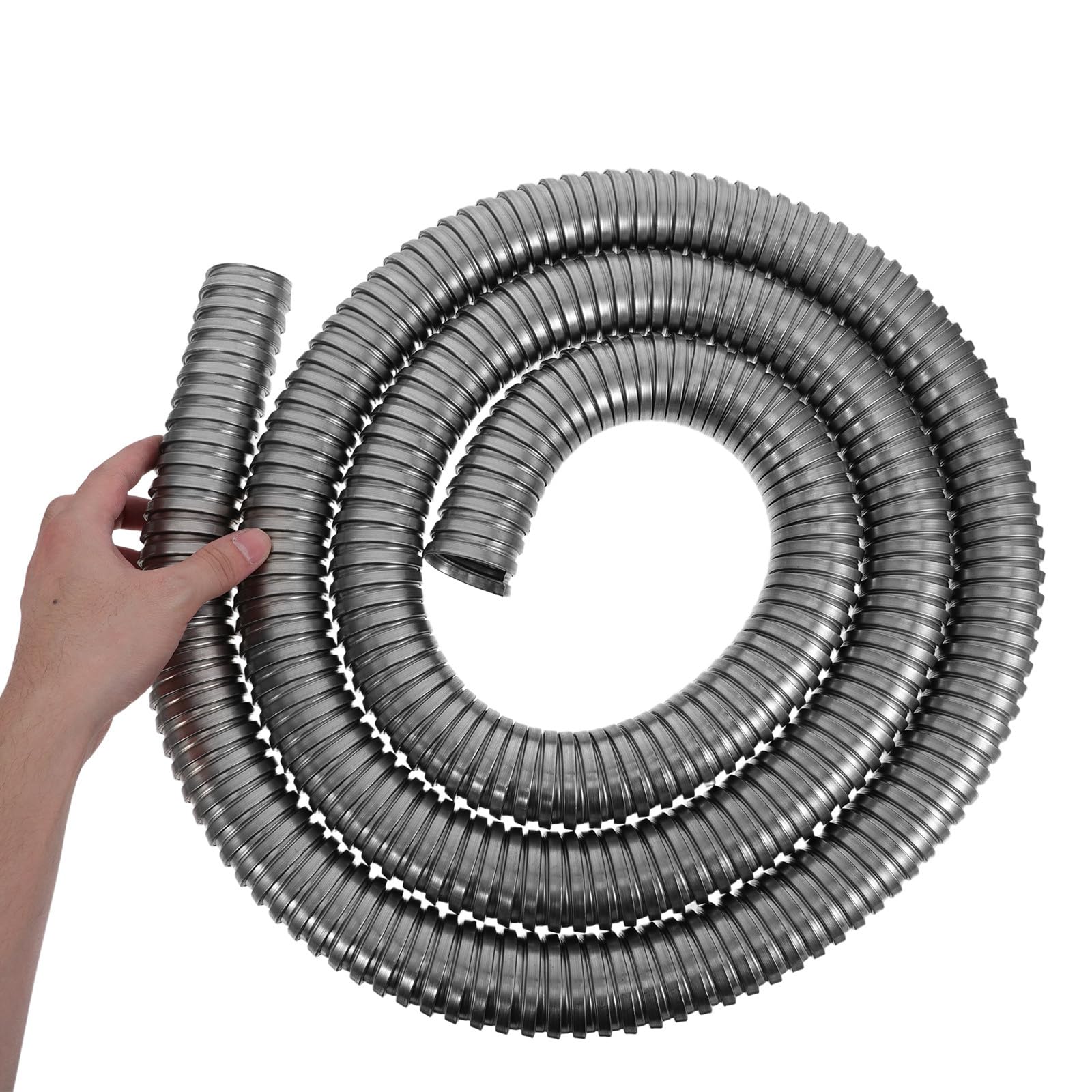 Lurrose Conducto Flexible de Acero de 1,5 Pulgadas x 9,8 pies - Tubo metálico en Rollo de 9,8 pies - Tubo Corrugado de Acero Inoxidable - Protector de Cable Resistente e incombustible