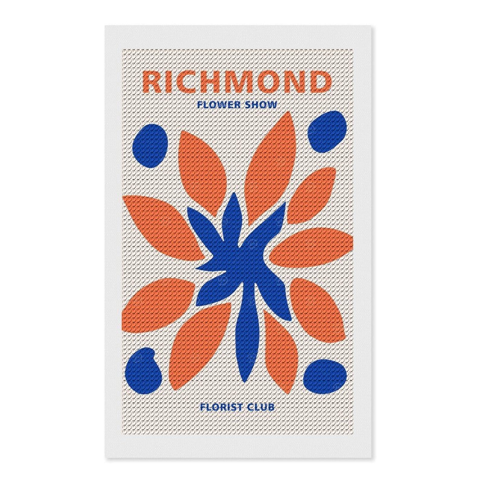 Junmoney Richmond Florist Club Round Drill Diamond Painting 12"x20", Satisfying Creative Project, Complete Accessories, Printed Canvas