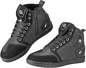KEMIMOTO Motorcycle Shoes Men's Motorcycle Boots Causal with Reinforced Shift Pads, Breathable Motorcycle Trainers, Black/Grey