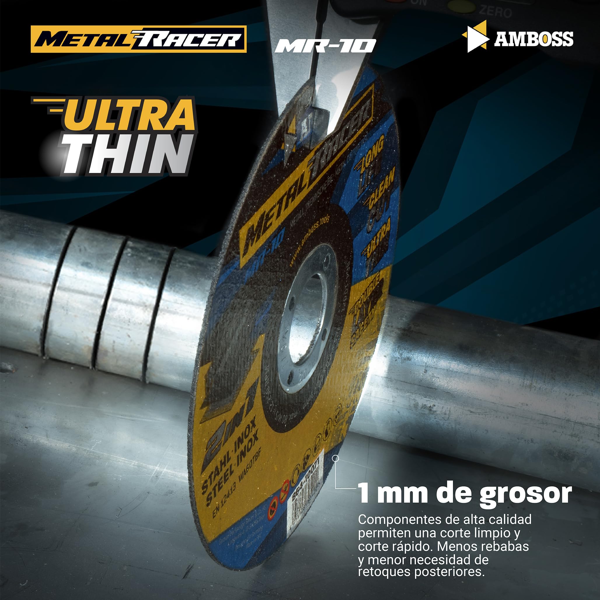 50 discos de corte de metal de 125 x 1 x 22,23 mm – El disco de corte de Metal Racer by AMBOSS WERKZEUGE es adecuado para acero y acero inoxidable