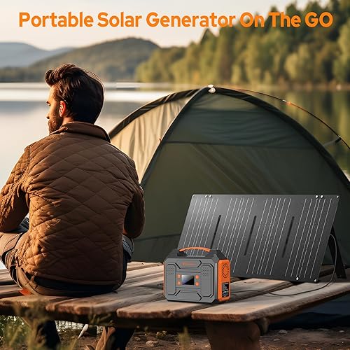 Miniatura 2 de ZeroKor Generador solar con panel, estación de energía portátil de 300 W con panel solar de 40 W, 110 V de onda sinusoidal pura de CA generador